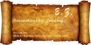 Bendekovits Zenina névjegykártya